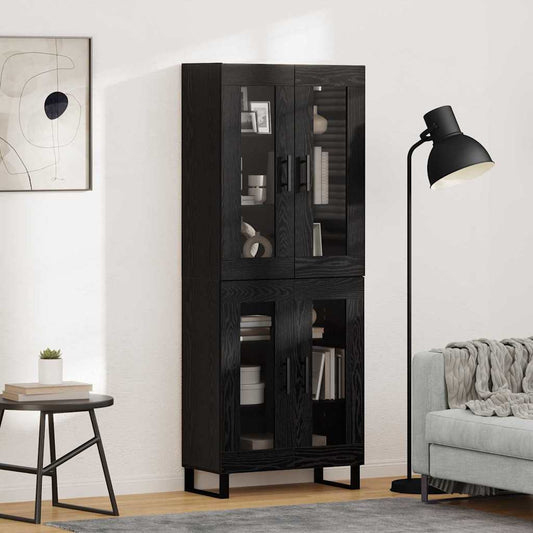 Vysoký Bufet 2 Ks Černý Dub 69,5 X 34 X 180 Cm Kompozitní Dřevo