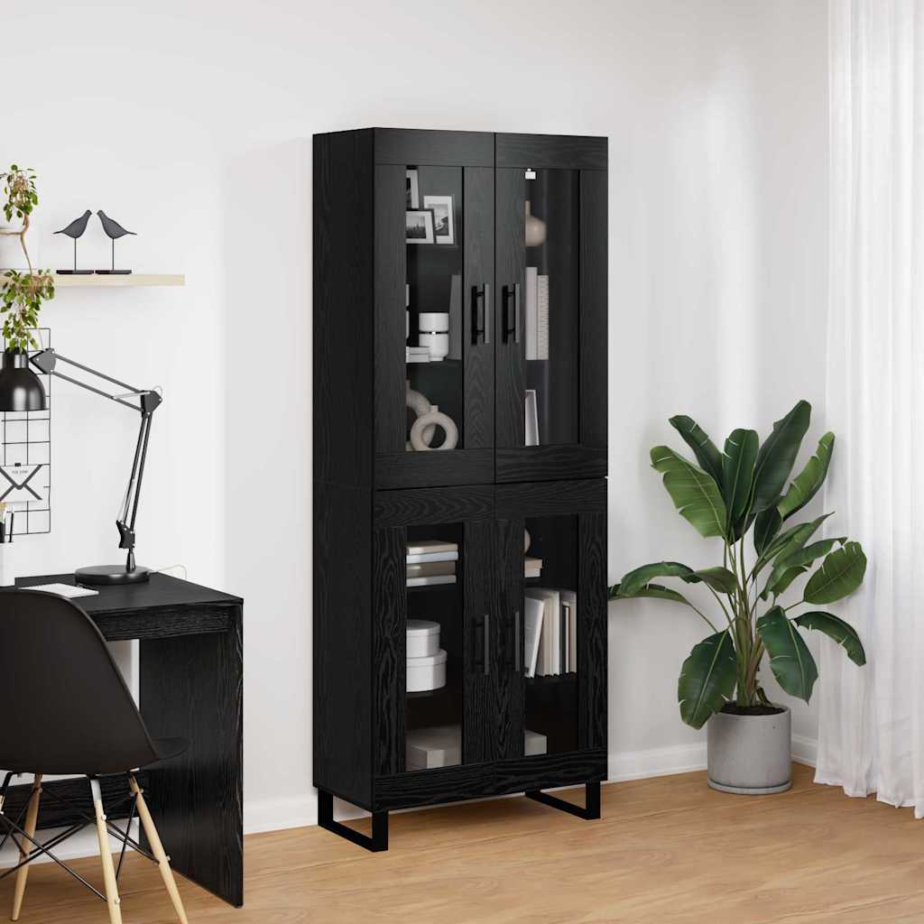Vysoký Bufet 2 Ks Černý Dub 69,5 X 34 X 180 Cm Kompozitní Dřevo