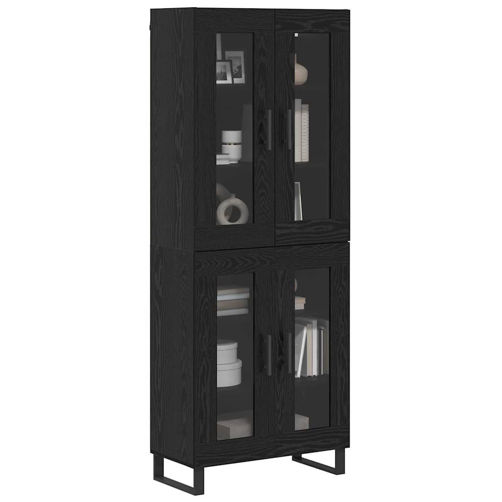 Vysoký Bufet 2 Ks Černý Dub 69,5 X 34 X 180 Cm Kompozitní Dřevo