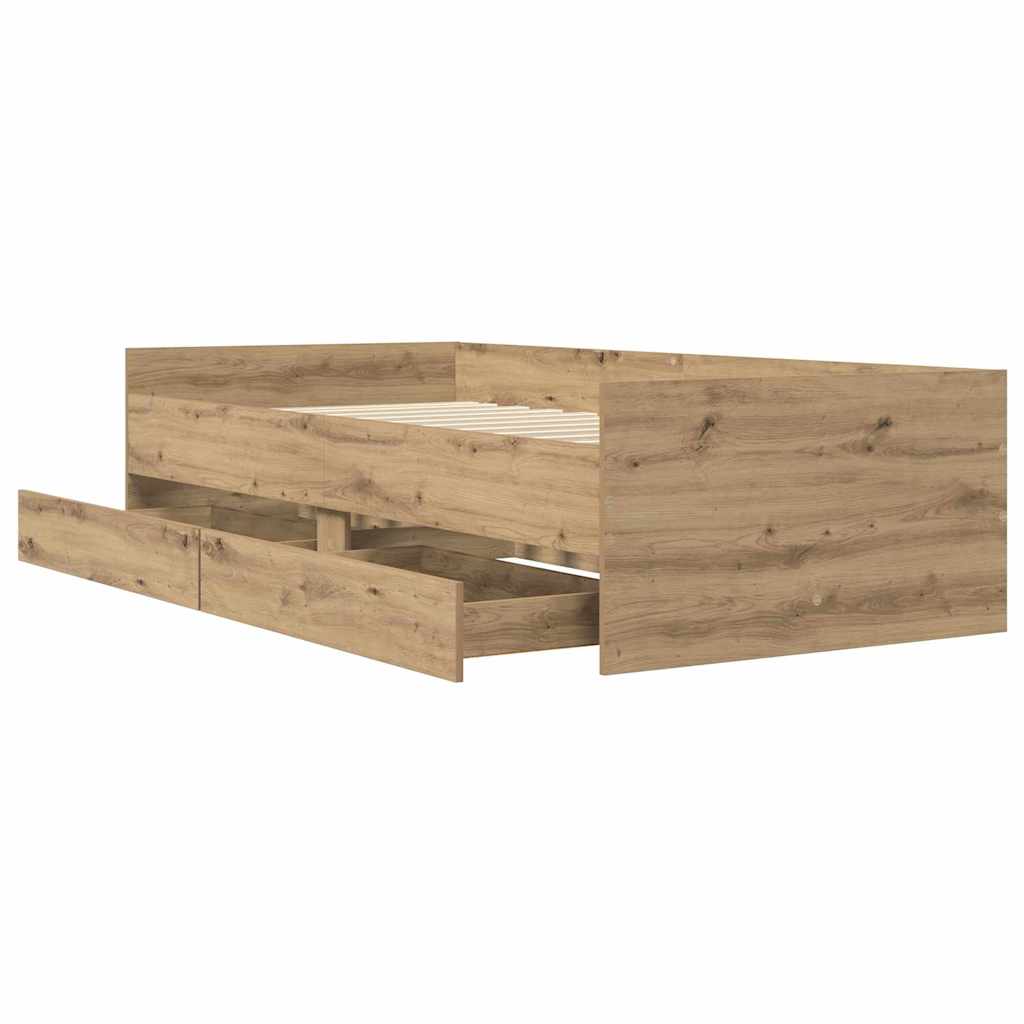 Rám Postele Artisanový Dub 100 X 200 Cm Masivní Borové Dřevo