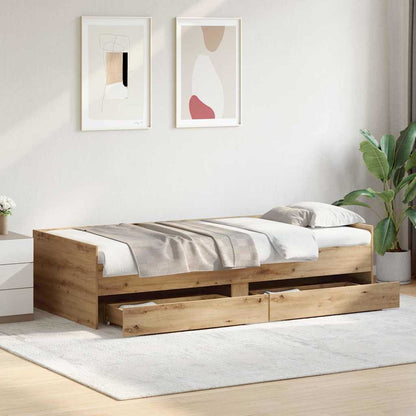 Rám Postele Artisanový Dub 90 X 200 Cm Masivní Borové Dřevo