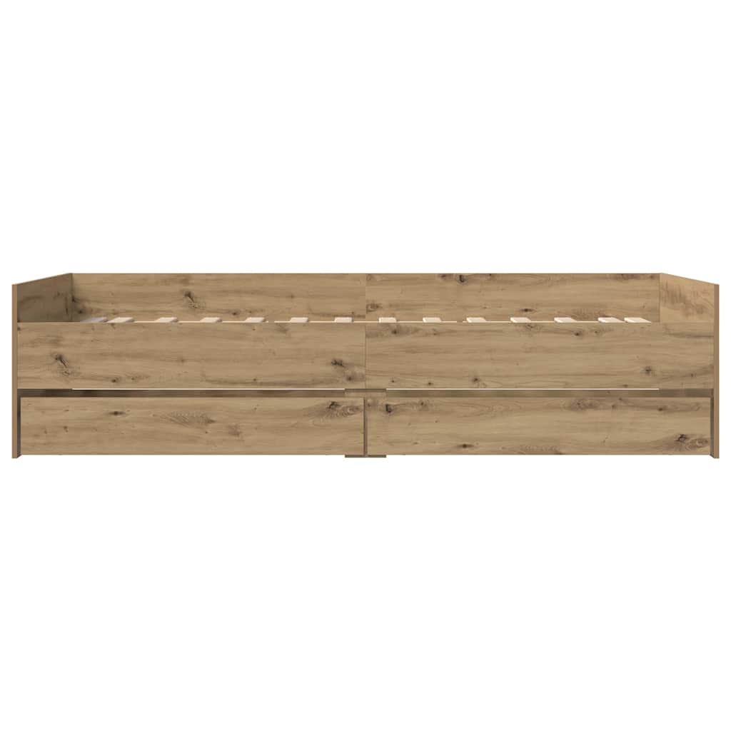 Rám Postele Artisanový Dub 90 X 200 Cm Masivní Borové Dřevo