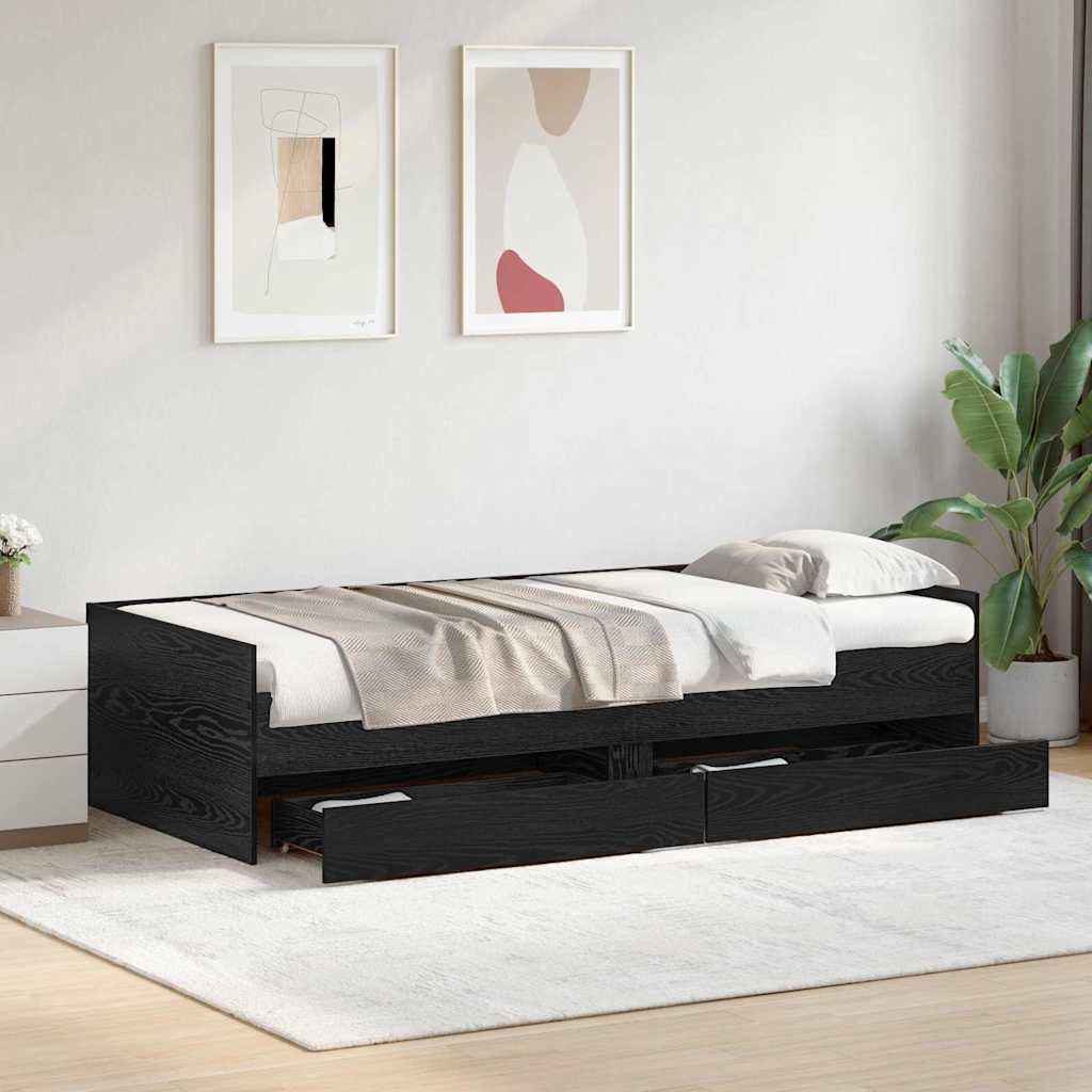 Rám Postele Černý Dub 90 X 200 Cm Masivní Borové Dřevo