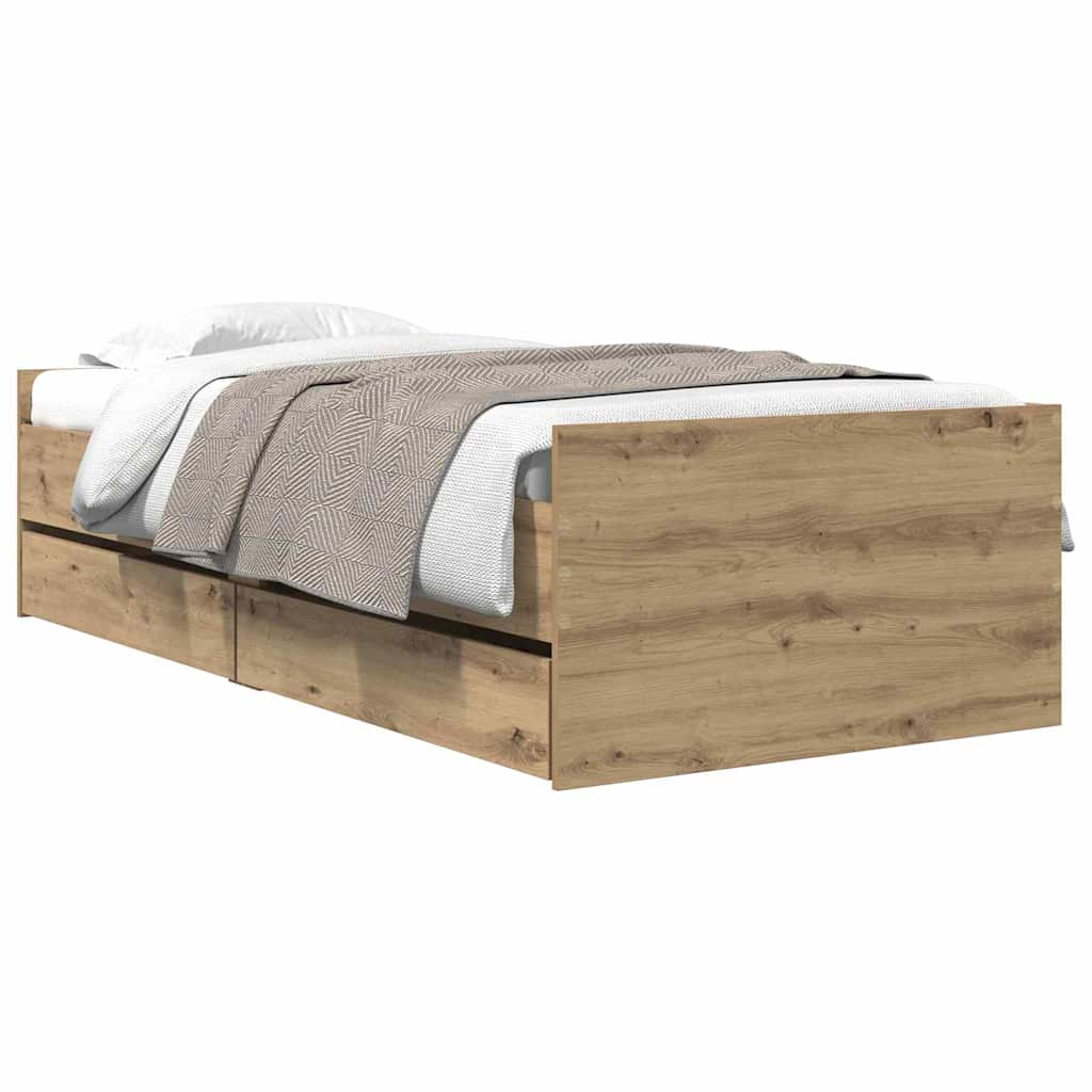 Rám Postele Artisanový Dub 90 X 190 Cm Masivní Borové Dřevo