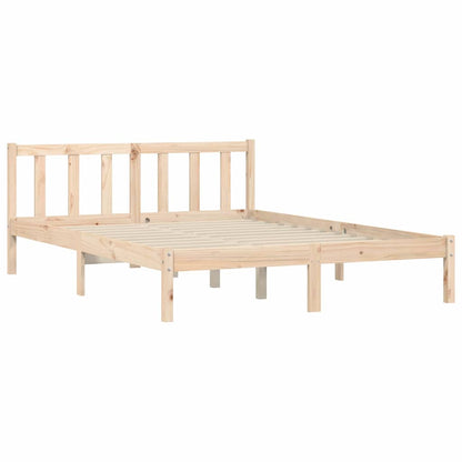 Rám Postele Přírodní 152 X 203 Cm Masivní Borovicové Dřevo