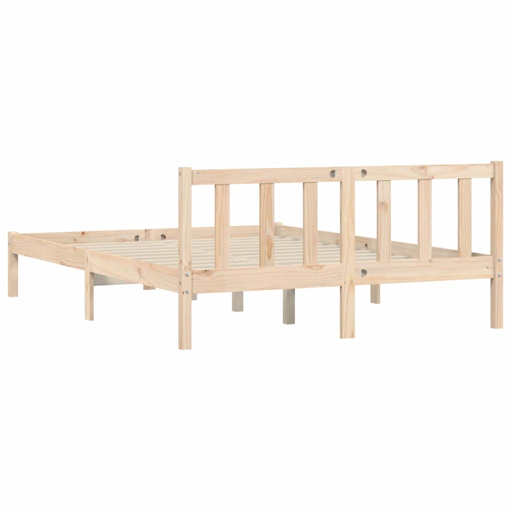 Rám Postele Přírodní 152 X 203 Cm Masivní Borovicové Dřevo