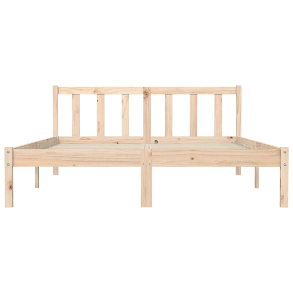 Rám Postele Přírodní 152 X 203 Cm Masivní Borovicové Dřevo