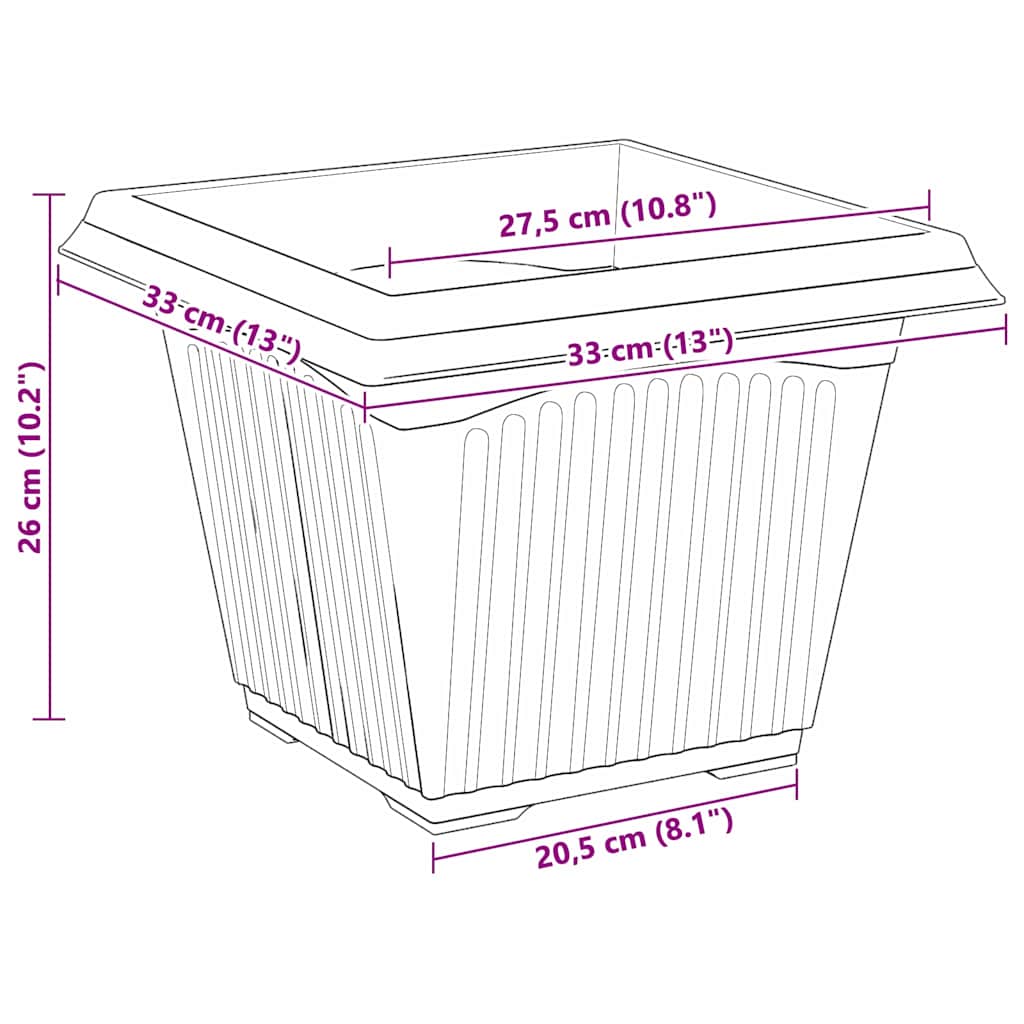 Čtvercový Květináč 24 Ks Plast