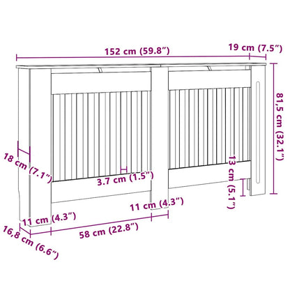 Kryt Radiátoru 2 Pcs Šedá 152 X 19 X 81,5 Cm Kompozitní Dřevo