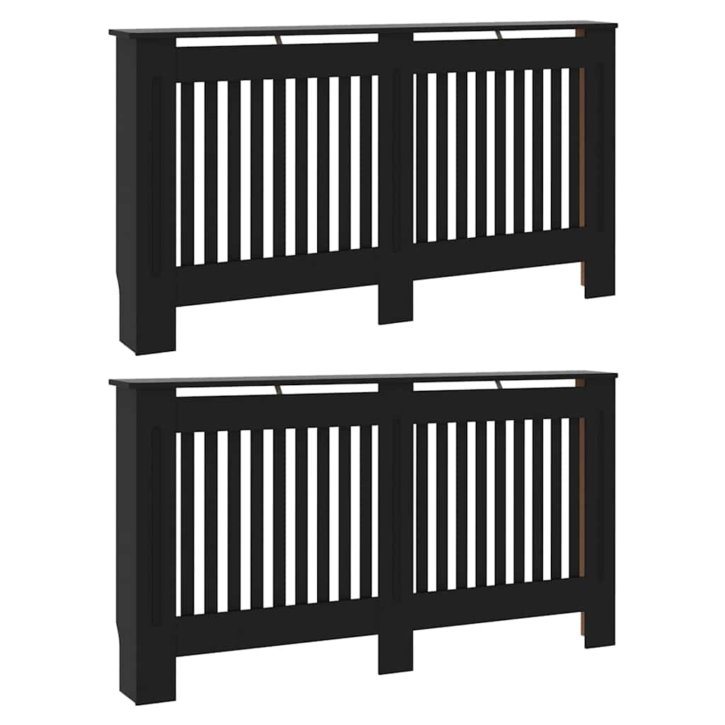 Kryt Radiátoru 2 Pcs Černá 152 X 19 X 81,5 Cm Kompozitní Dřevo