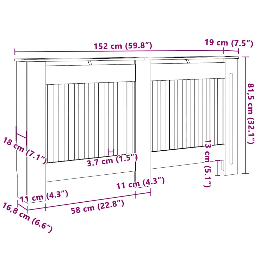 Kryt Radiátoru 2 Pcs Černá 152 X 19 X 81,5 Cm Kompozitní Dřevo