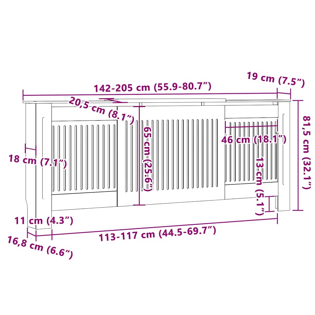 Kryt Radiátoru 2 Pcs Bílá 205 X 20,5 X 81,5 Cm Kompozitní Dřevo