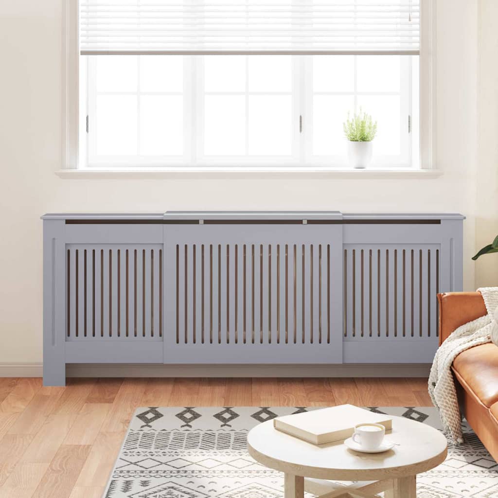 Kryt Radiátoru 2 Pcs Šedá 205 X 20,5 X 81,5 Cm Kompozitní Dřevo