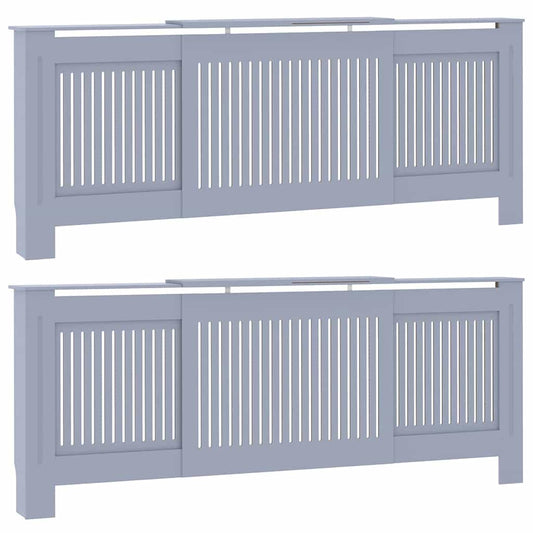 Kryt Radiátoru 2 Pcs Šedá 205 X 20,5 X 81,5 Cm Kompozitní Dřevo