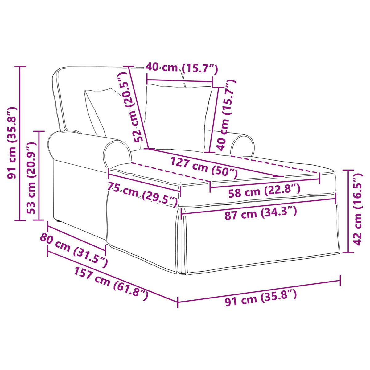Lounge Chaise S Volánem 3 Ks Textil
