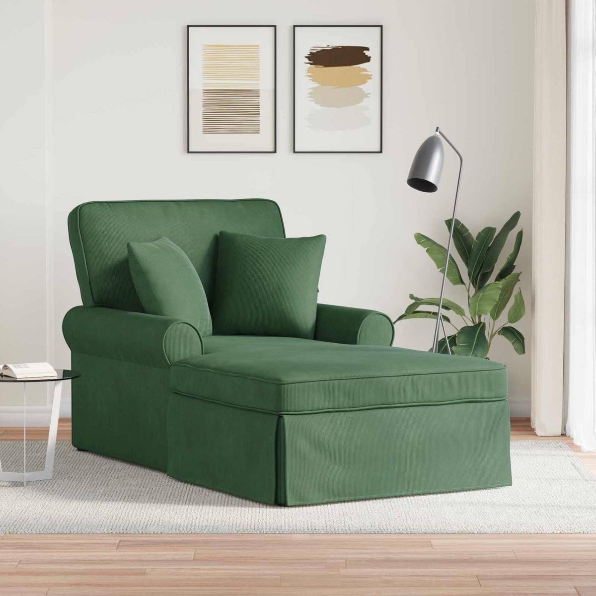 Lounge Chaise S Volánem 3 Ks Žebrovaná Látka