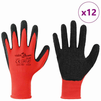 Pracovní Rukavice 12 Ks Červená A Černá 7 / S Potažení Latexem