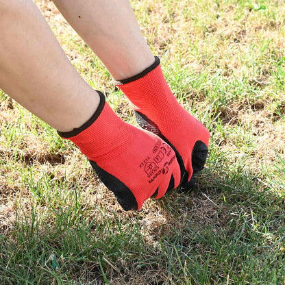 Pracovní Rukavice 12 Ks Červená A Černá 7 / S Potažení Latexem