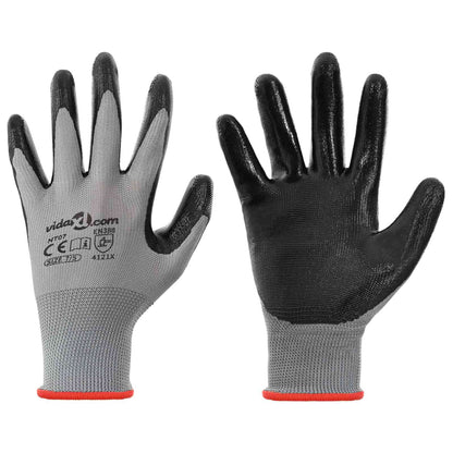 Pracovní Rukavice 12 Ks Šedá A Černá 7 / S Polyester