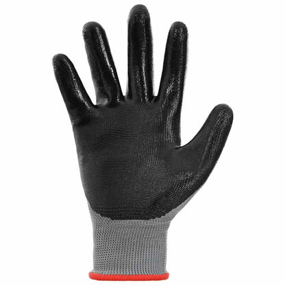Pracovní Rukavice 12 Ks Šedá A Černá 7 / S Polyester