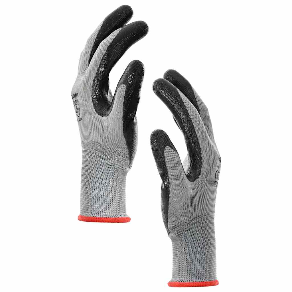Pracovní Rukavice 12 Ks Šedá A Černá 7 / S Polyester