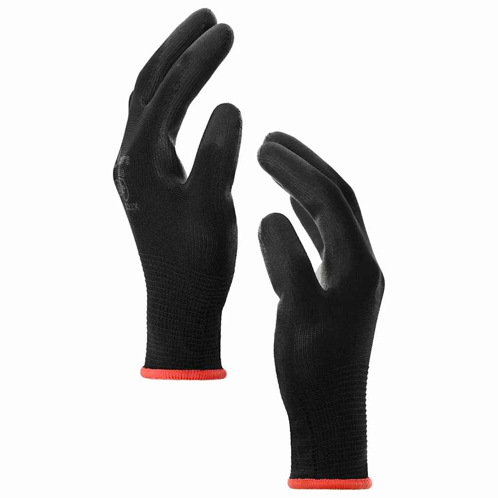 Pracovní Rukavice 12 Ks Černá 7 / S Polyester