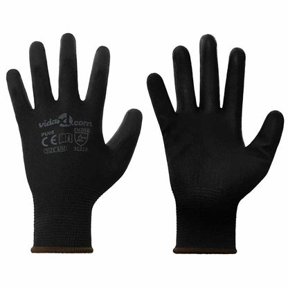 Pracovní Rukavice 12 Ks Černá 7 / S Polyester