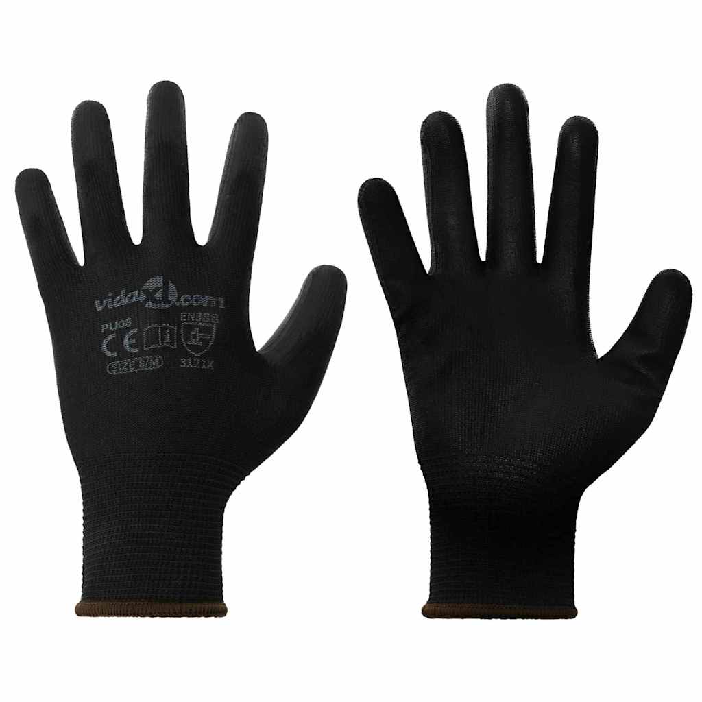 Pracovní Rukavice 12 Ks Černá 7 / S Polyester