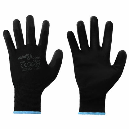 Pracovní Rukavice 12 Ks Černá 7 / S Polyester