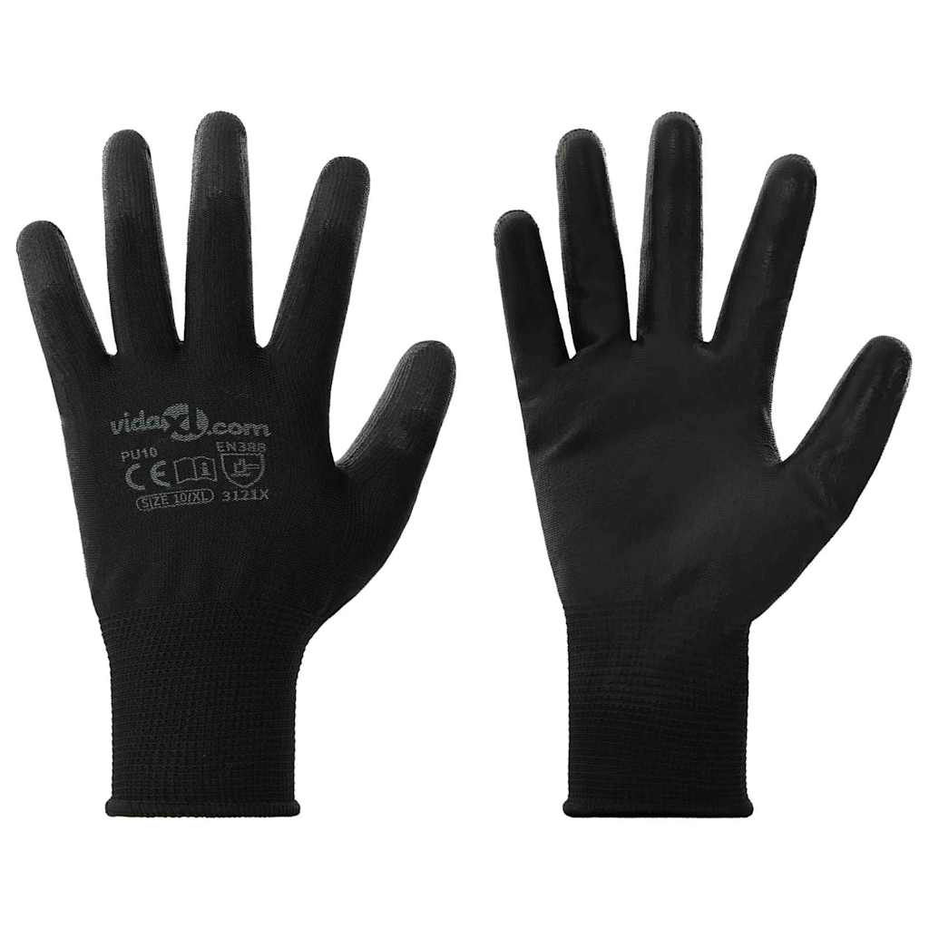 Pracovní Rukavice 12 Ks Černá 7 / S Polyester