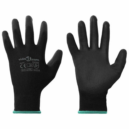 Pracovní Rukavice 12 Ks Černá 7 / S Polyester