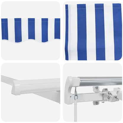 Stahovací Markýza Modrá A Bílá 600 × 300 Cm Polyester A Hliník