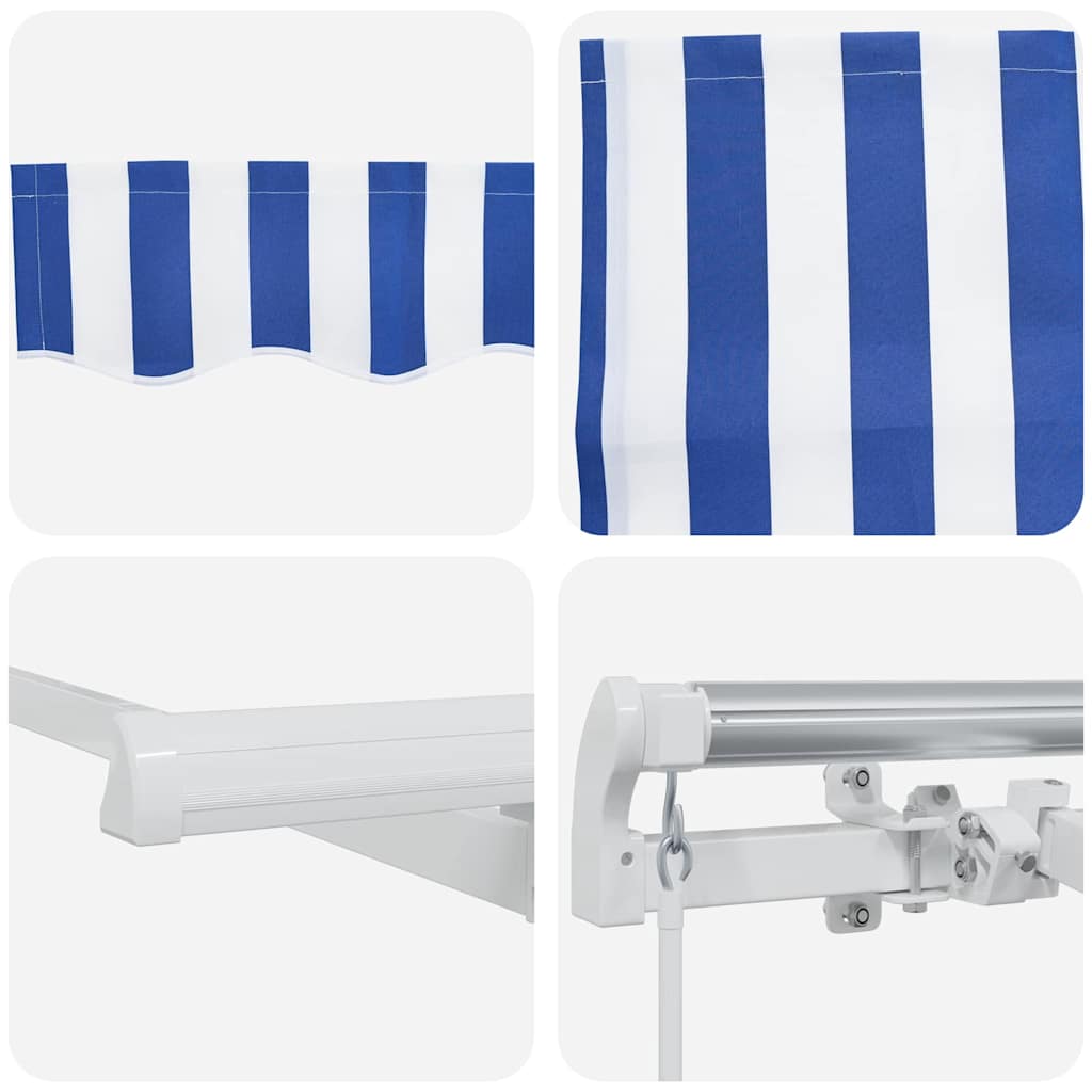 Stahovací Markýza Modrá A Bílá 450 × 300 Cm Polyester A Hliník