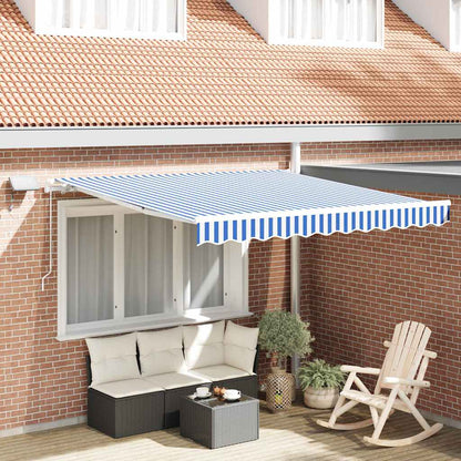 Stahovací Markýza Modrá A Bílá 350 X 250 Cm Polyester A Hliník