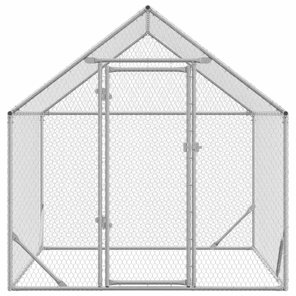 Klec Na Kuřata Stříbrná 200 X 170 X 177 Cm Pozinkovaná Ocel