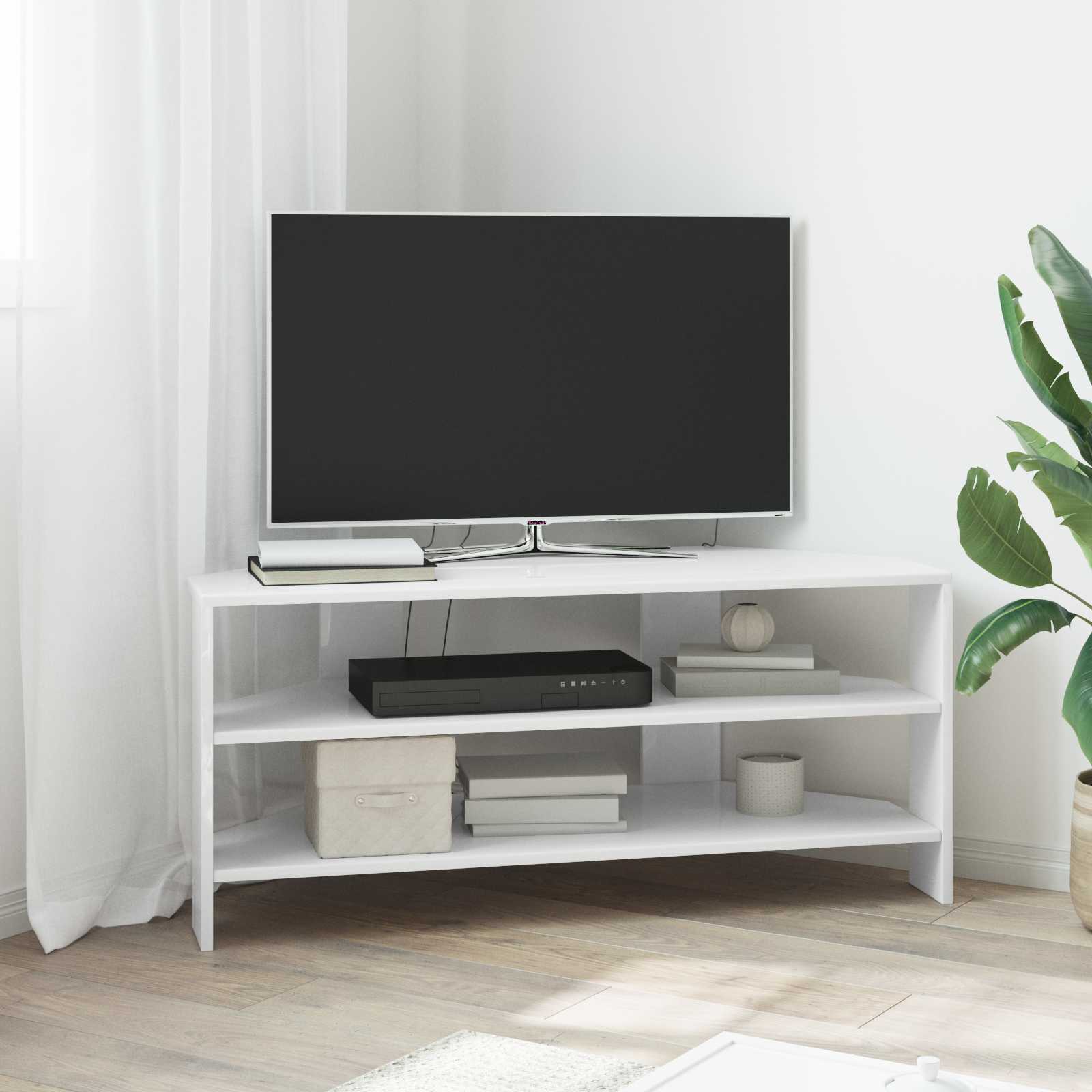 Rohováskříňnatv 102X40,5X45Cm Vysoce Lesklá Bílá