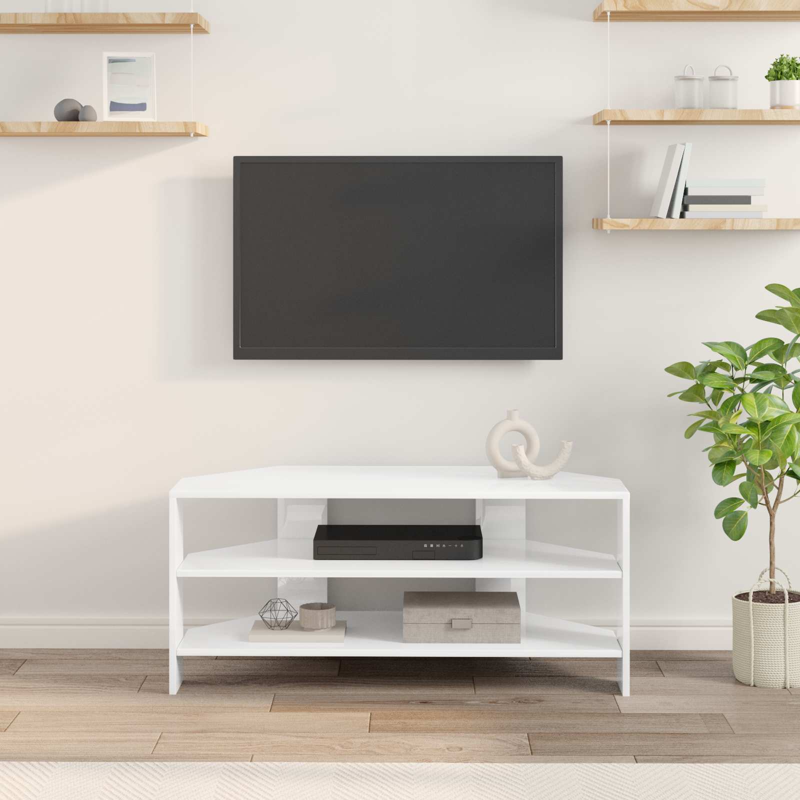 Rohováskříňnatv 102X40,5X45Cm Vysoce Lesklá Bílá
