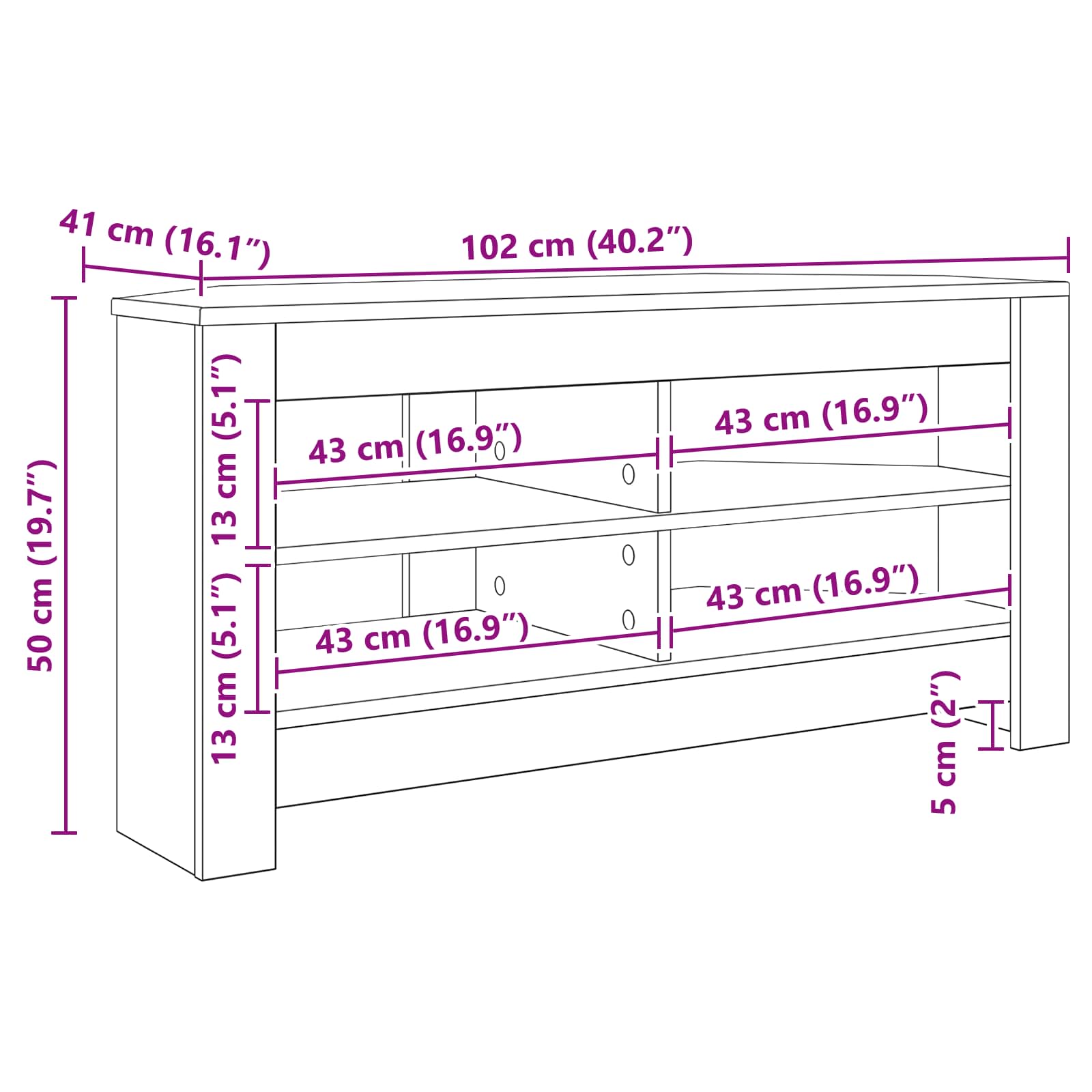 Rohováskříňnatv 102 X 40,5 X 45 Cm Bílá Kompozitní Dřevo