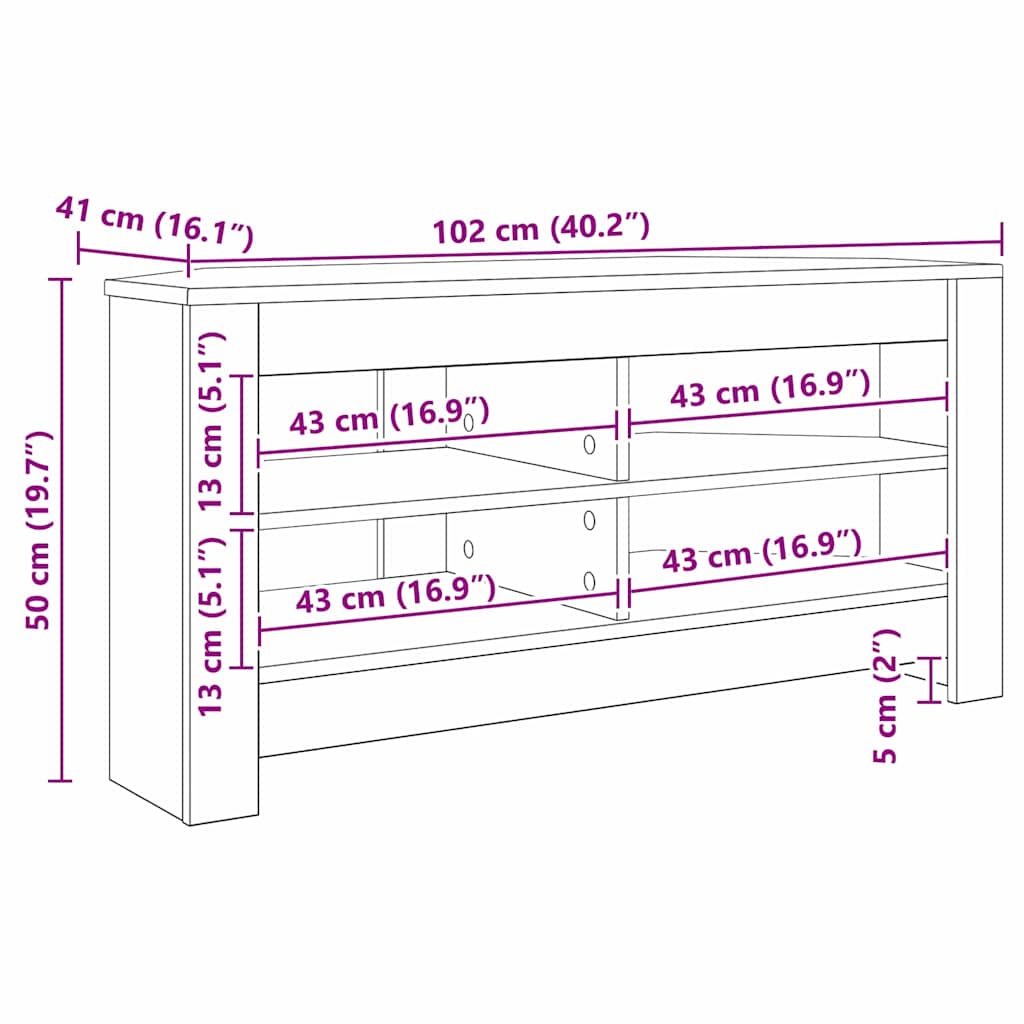 Rohováskříňnatv 102 X 40,5 X 45 Cm Betonově Šedá