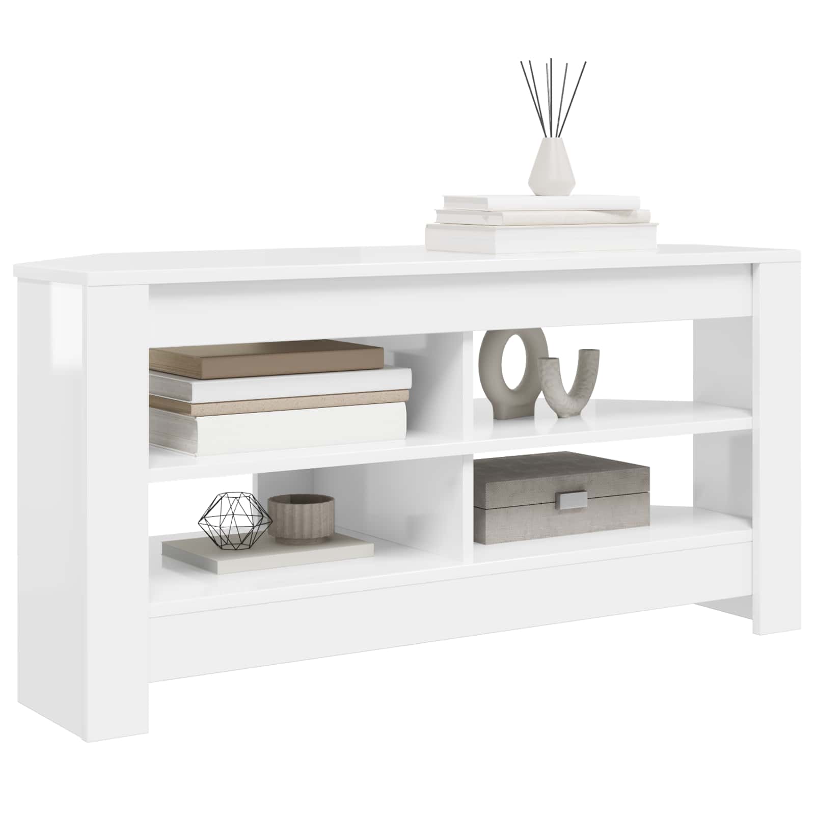 Rohováskříňnatv 102 X 40,5 X 45 Cm Vysoce Lesklá Bílá
