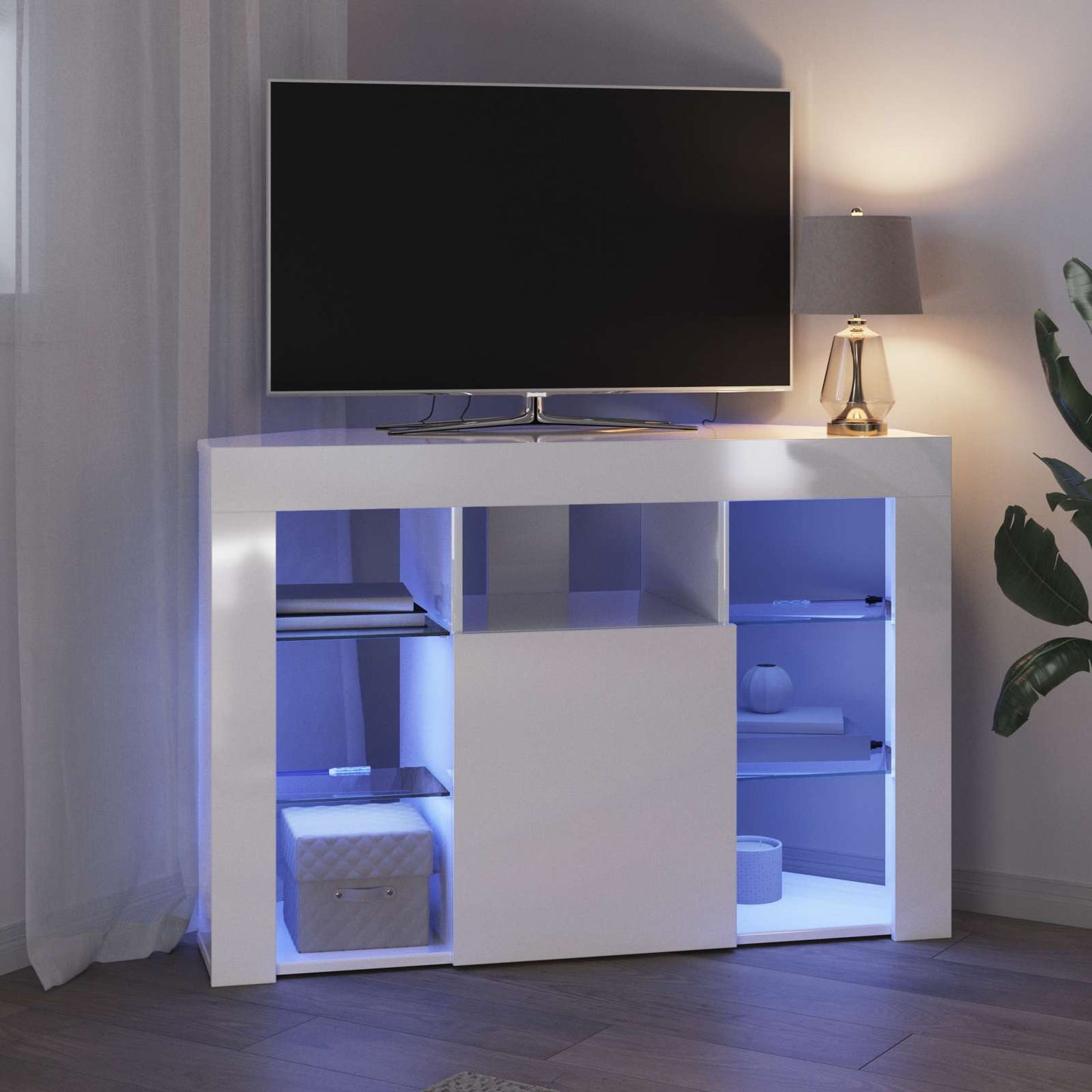 Rohový Led Tv Stojan 100X40X68Cm Vysoce Lesklá Bílá
