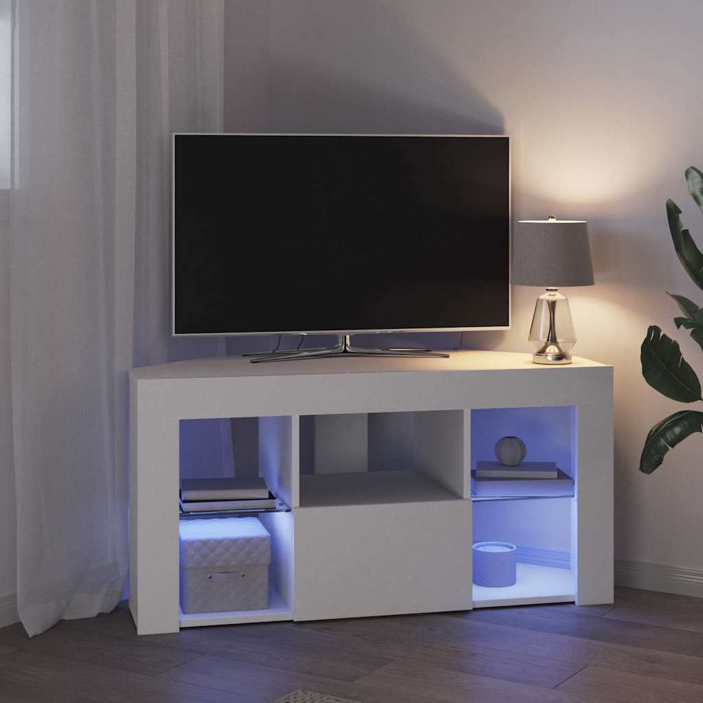 Rohový Led Tv Stojan 100 X 40 X 50 Cm Bílá Kompozitní Dřevo
