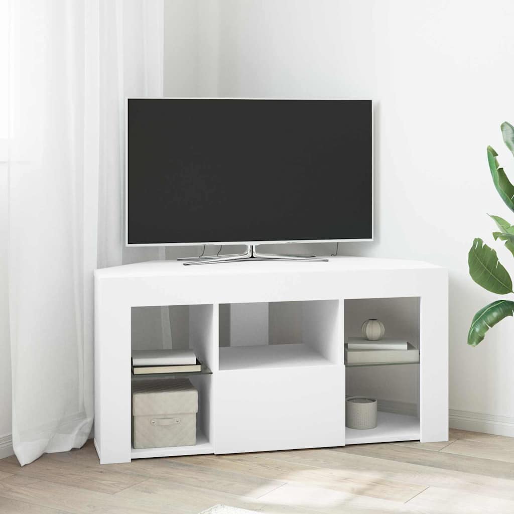 Rohový Led Tv Stojan 100 X 40 X 50 Cm Bílá Kompozitní Dřevo