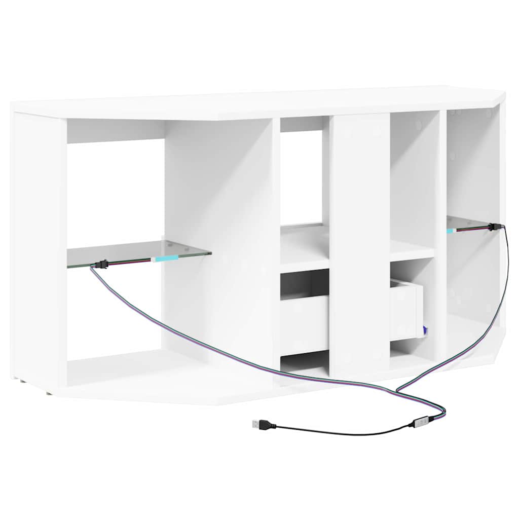 Rohový Led Tv Stojan 100 X 40 X 50 Cm Bílá Kompozitní Dřevo