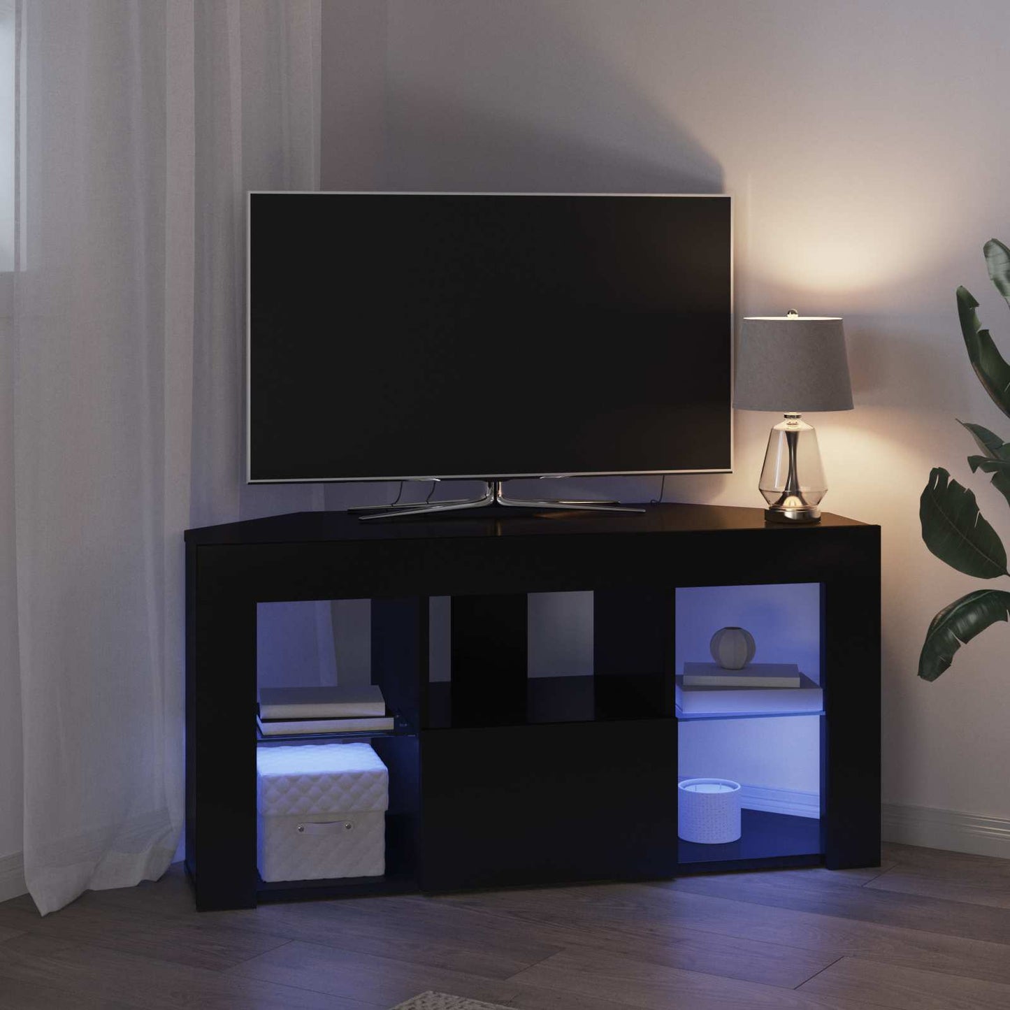 Rohový Led Tv Stojan 100 X 40 X 50 Cm Černá Kompozitní Dřevo