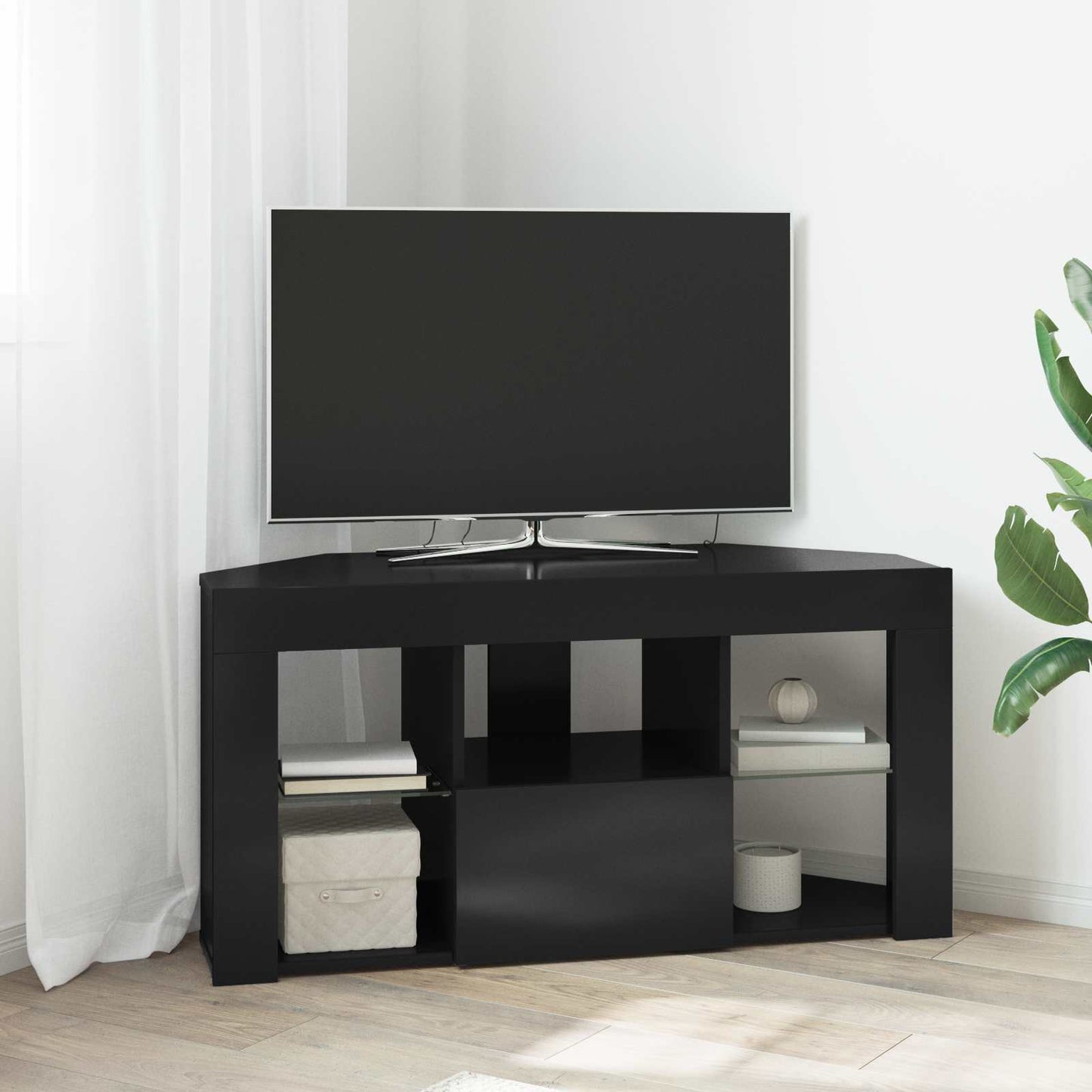 Rohový Led Tv Stojan 100 X 40 X 50 Cm Černá Kompozitní Dřevo