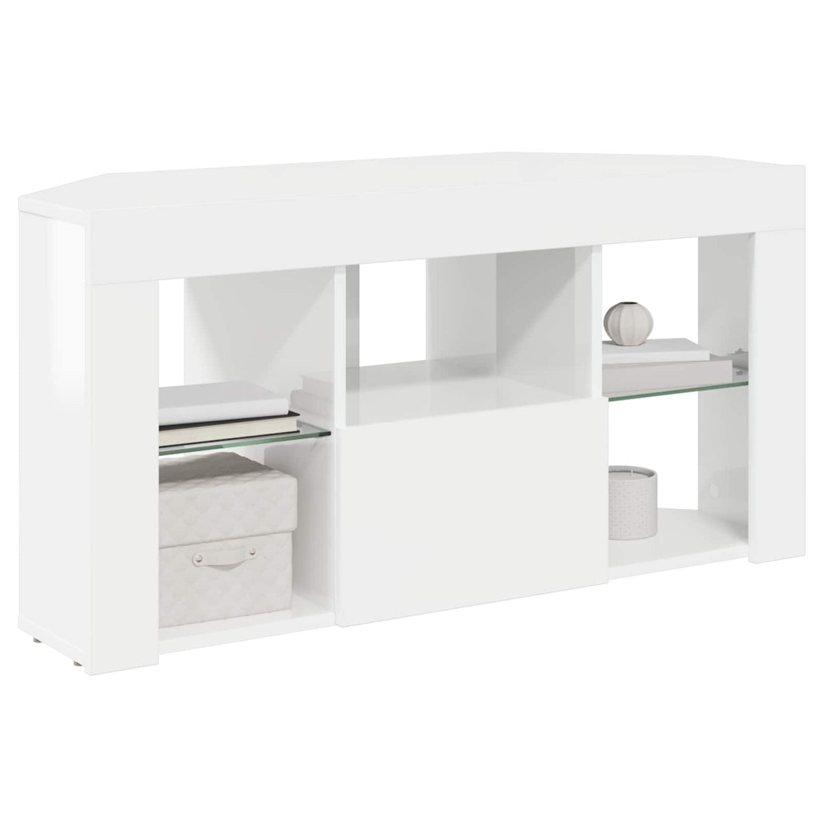 Rohový Led Tv Stojan 100 X 40 X 50 Cm Vysoce Lesklá Bílá