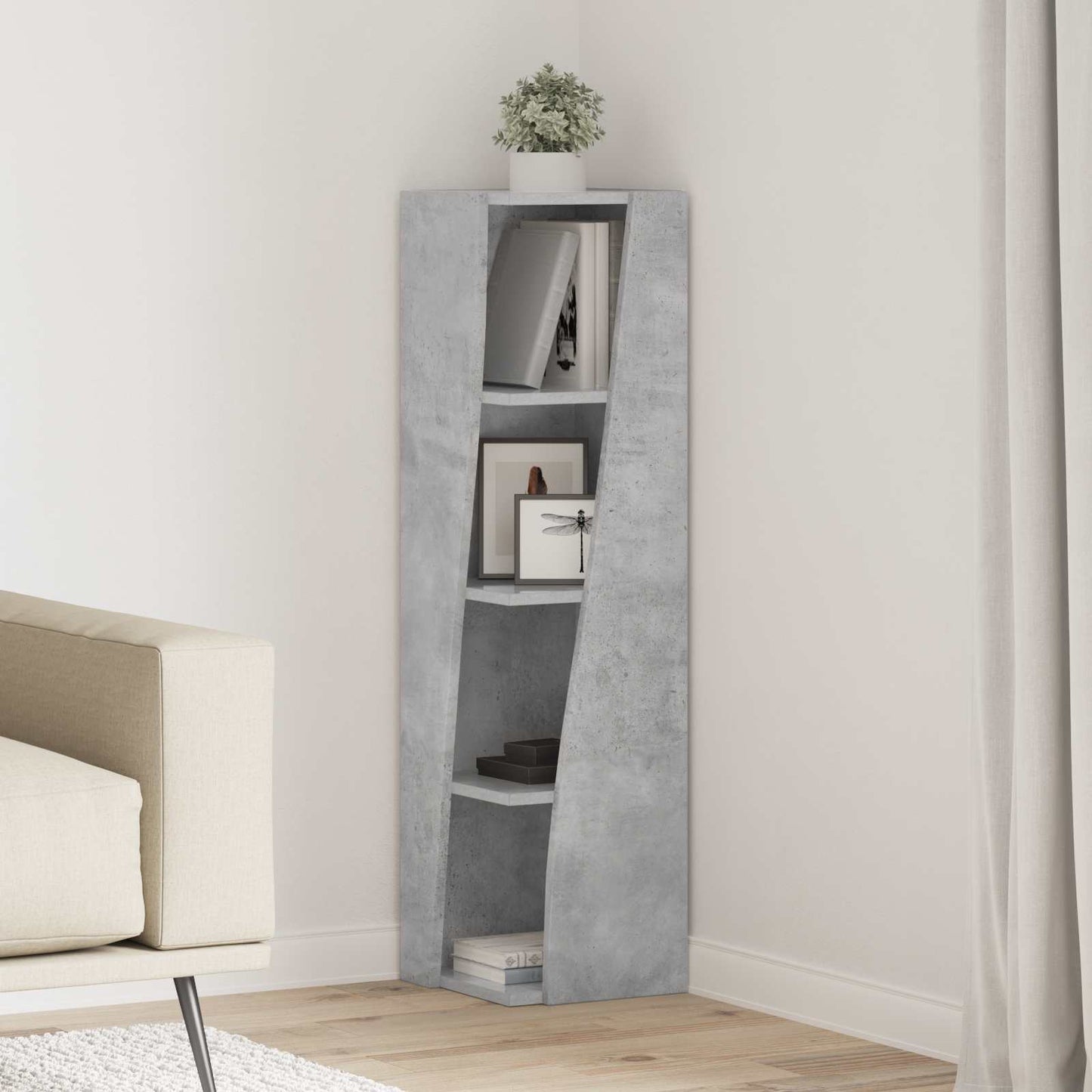 Rohová Skříňka 27,5X27X102Cm Kompozitní Dřevo Betonově Šedá