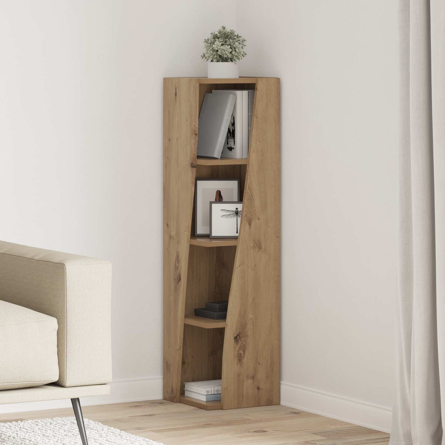Rohová Skříňka 27,5X27X102Cm Kompozitní Dřevo Artisanový Dub
