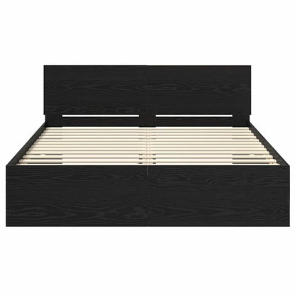 Rám Postele S Led Pásky Černý Dub 140 X 190 Cm Kompozitní Dřevo